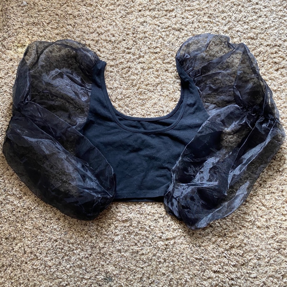 Bubble Sleeve Crop Top